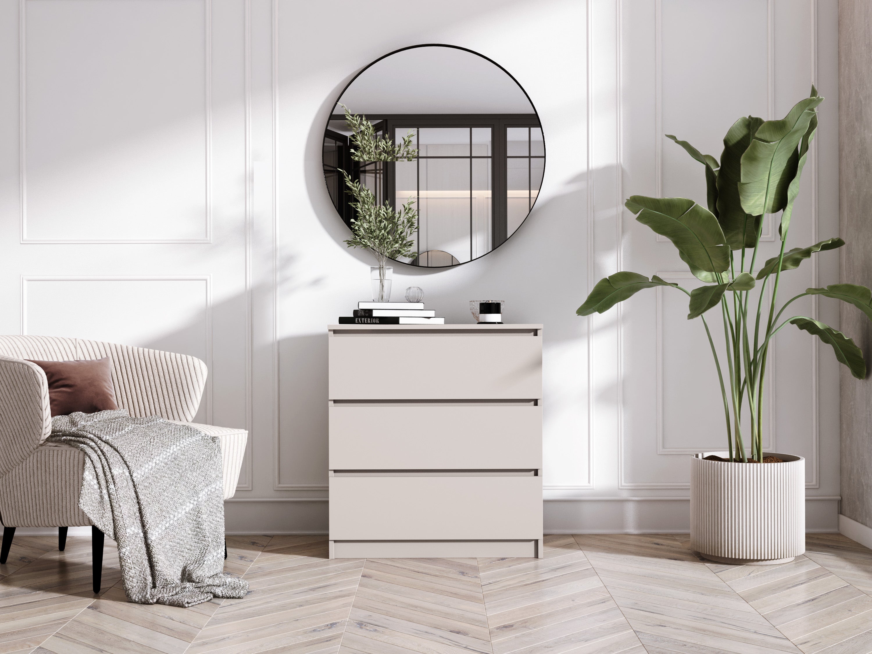 Commode 3 tiroirs, cachemire, 70 x 39 x 79 cm - 3