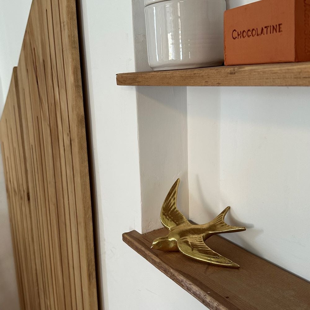 Déco murale hirondelle en Résine - Doré - 14x16.8 cm - Métal - 5