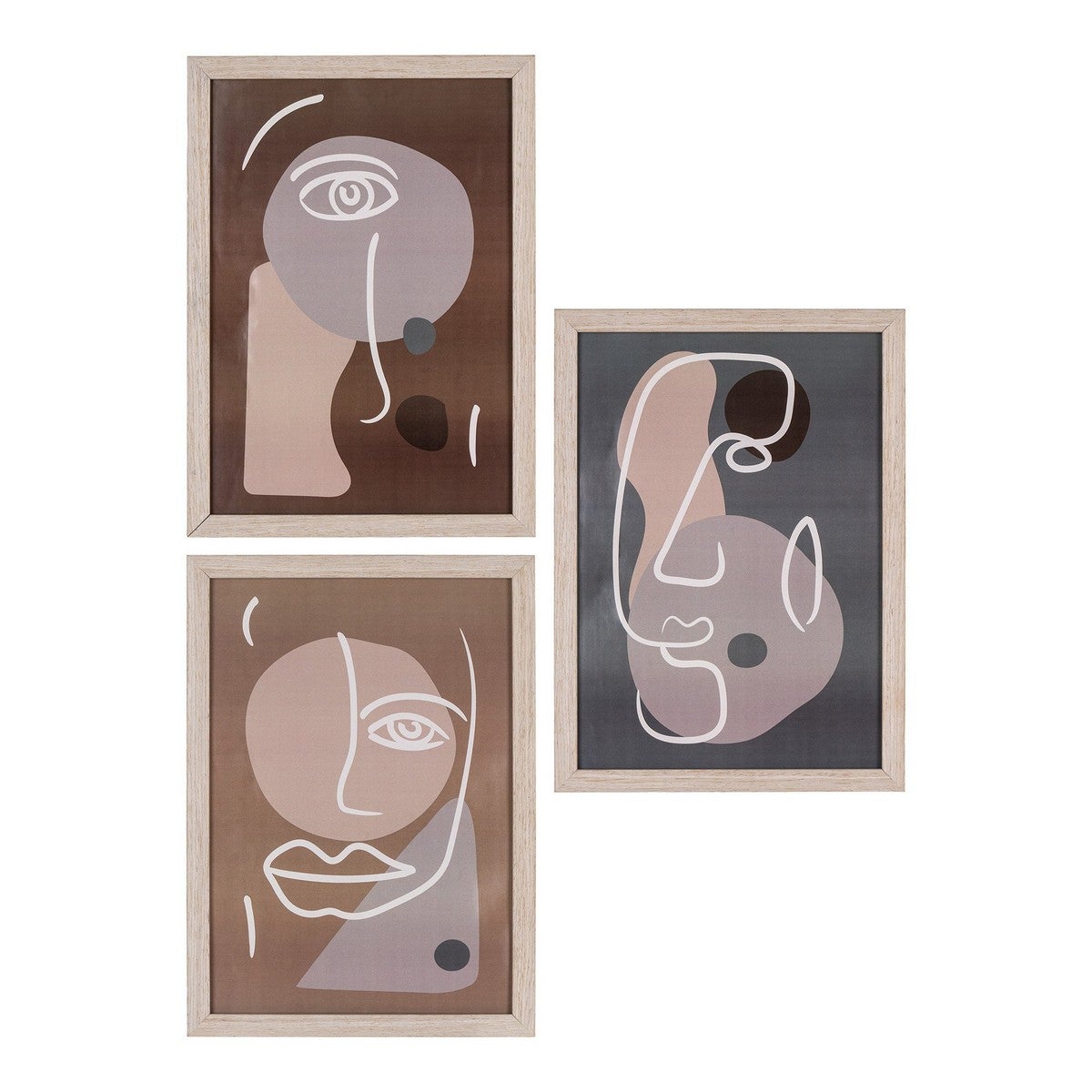 Zestaw 3 obrazów Madison, MDF, Brązowy, Seven Design