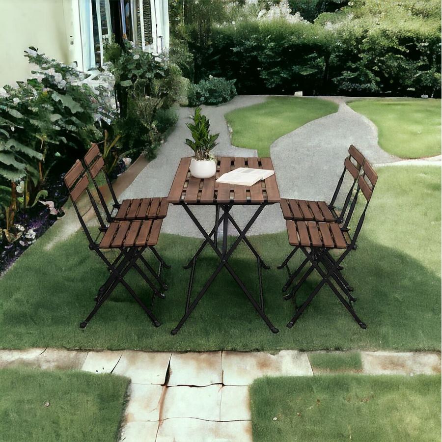 Set tavolino e quattro sedie da giardino modello nero 100x54x71 cm - 6