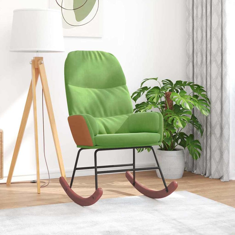 Fotel bujany, jasnozielony, tapicerowany aksamitem