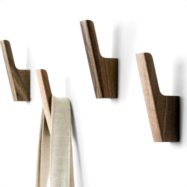 TheHrdwoodCom Set di 4 ganci da parete in legno di noce scuro o frassino chiaro, per appendere cappelli, borse, zaini, borse, giacche, decorazione moderna da parete e pratici ganci per ingresso (legno TheHrdwoodCom Set di 4 ganci da parete in legno di noce scuro o frassino chiaro, per appendere cappelli, borse, zaini, borse, giacche, decorazione moderna da parete e pratici ganci per ingresso (legno
