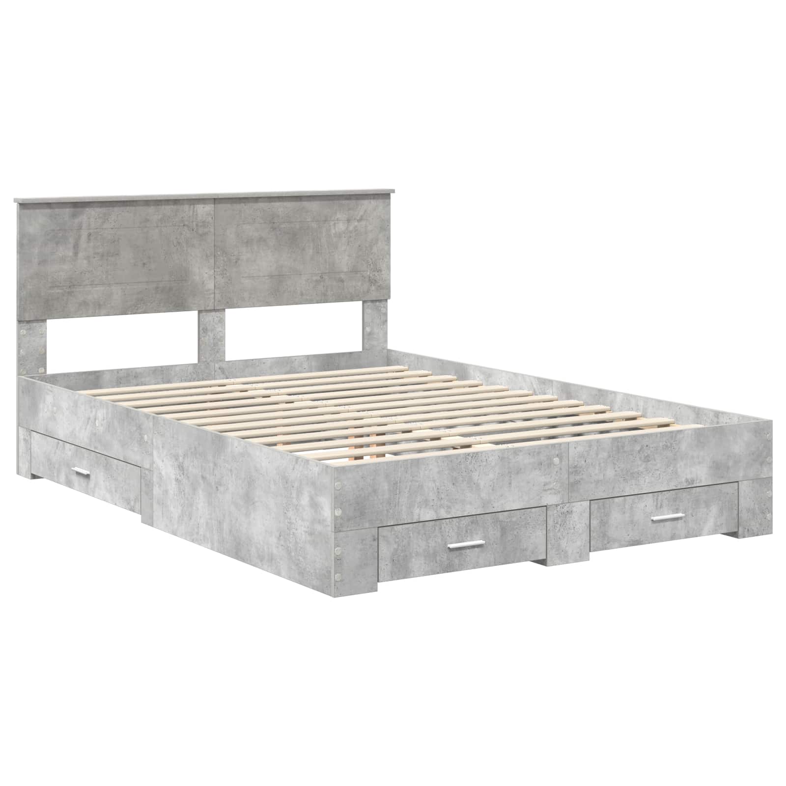 Cadre de lit gris béton 160 x 200 cm panneau de bois - 4