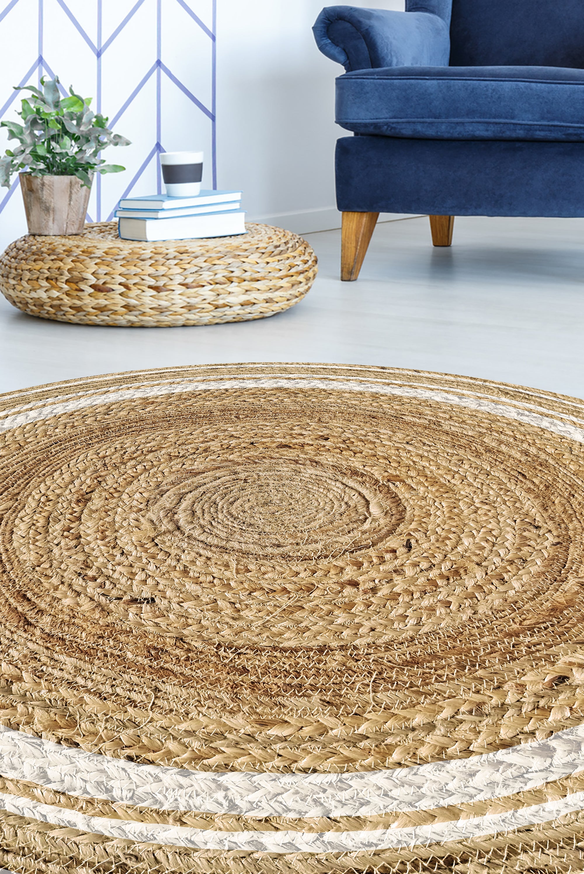 Alfombra de vinilo, Carthago Redonda blanca [Diam] 200 cm - PVC antideslizante, lisa impresa, vinilica para cocina o salón, lavable - 5