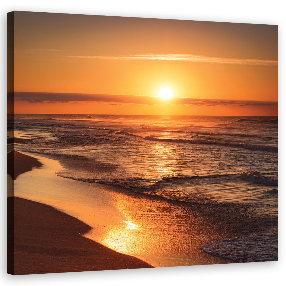 Obraz na płótnie, Zachód Słońca Plaża Krajobraz 40x40