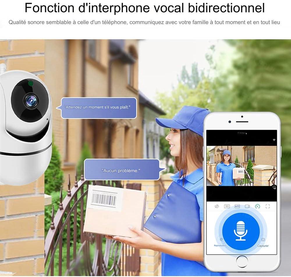 Caméra Surveillance WiFi Intérieur,Caméra WiFi pour Bébé Animal Domestique 1080p Intelligente pour Détection de Mouvement avec Vision Nocturne - 5