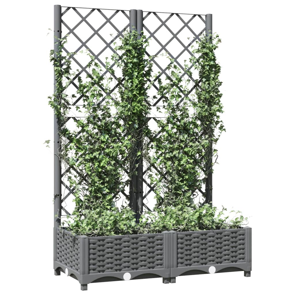 Vaso/floreira jardim c/ treliça 80x40x121,5 cm PP cinza-claro vidaXL - 7