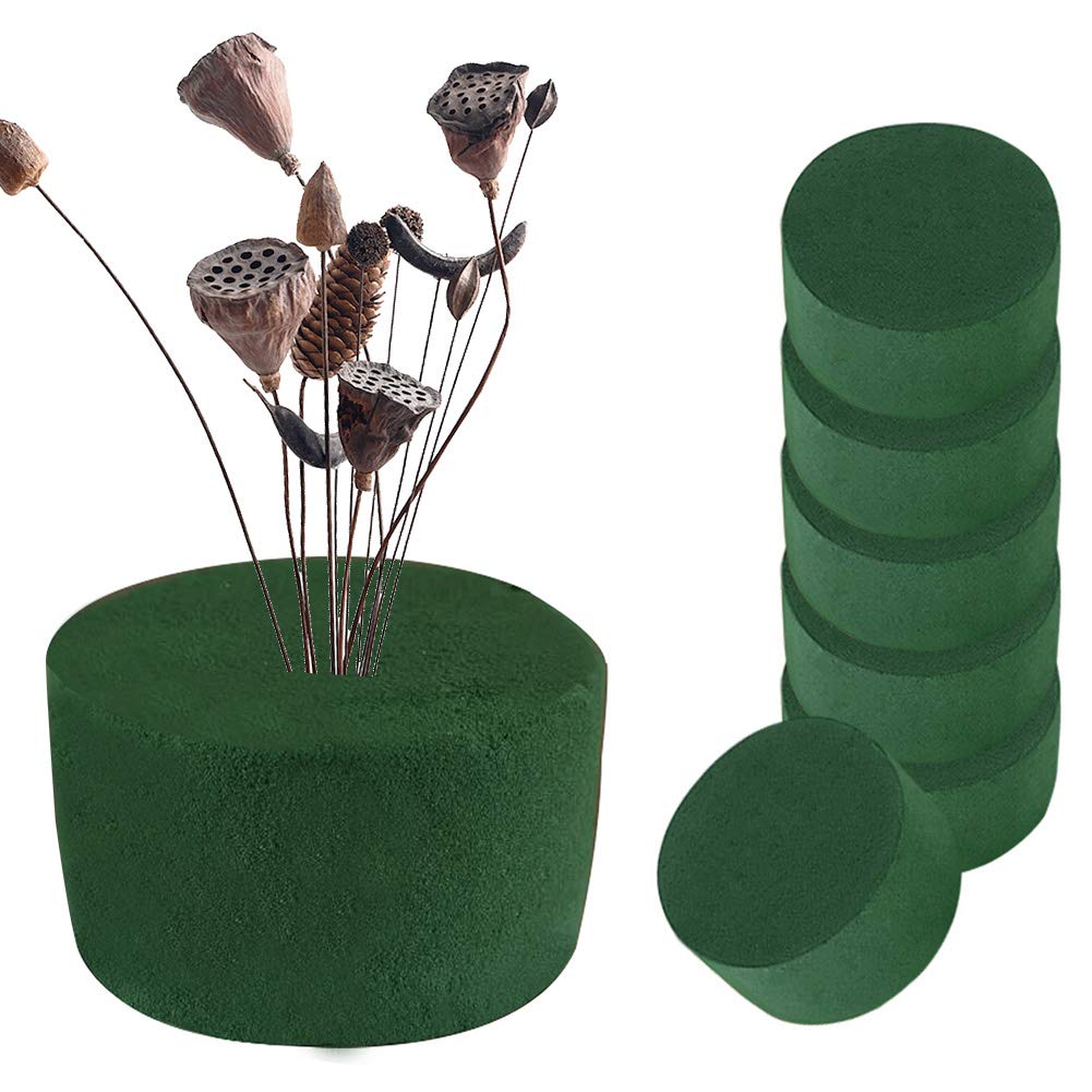 Lot de 12 Mousse Florale Ronds, Fleurs artificielles et Mousse pour compositions Florales, pour Arrangement Floraux, pour Artisanat Mariage(Vert) - 3