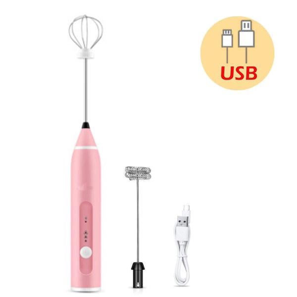 Elektryczny spieniacz do mleka ładowany przez USB, mikser, spieniacz do mleka, czarny i różowy