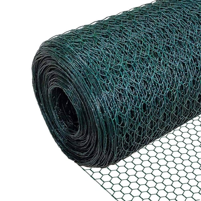 Grillage métallique gainé de PVC vert - Maille 13mm - 1x25M - Filet de clôture pour poulailler - VOUNOT®