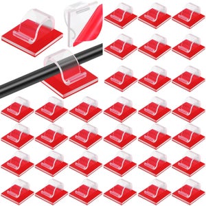 ERKO Portacavi Autoadesivi Trasparenti 50 Fermacavi Per La Gestione Dei Cavi, Accessori Per La Scrivania, Ideali Per La Casa, L'ufficio, Supporto Per Luci Fiabesche, 1,4x1,4cm - 3