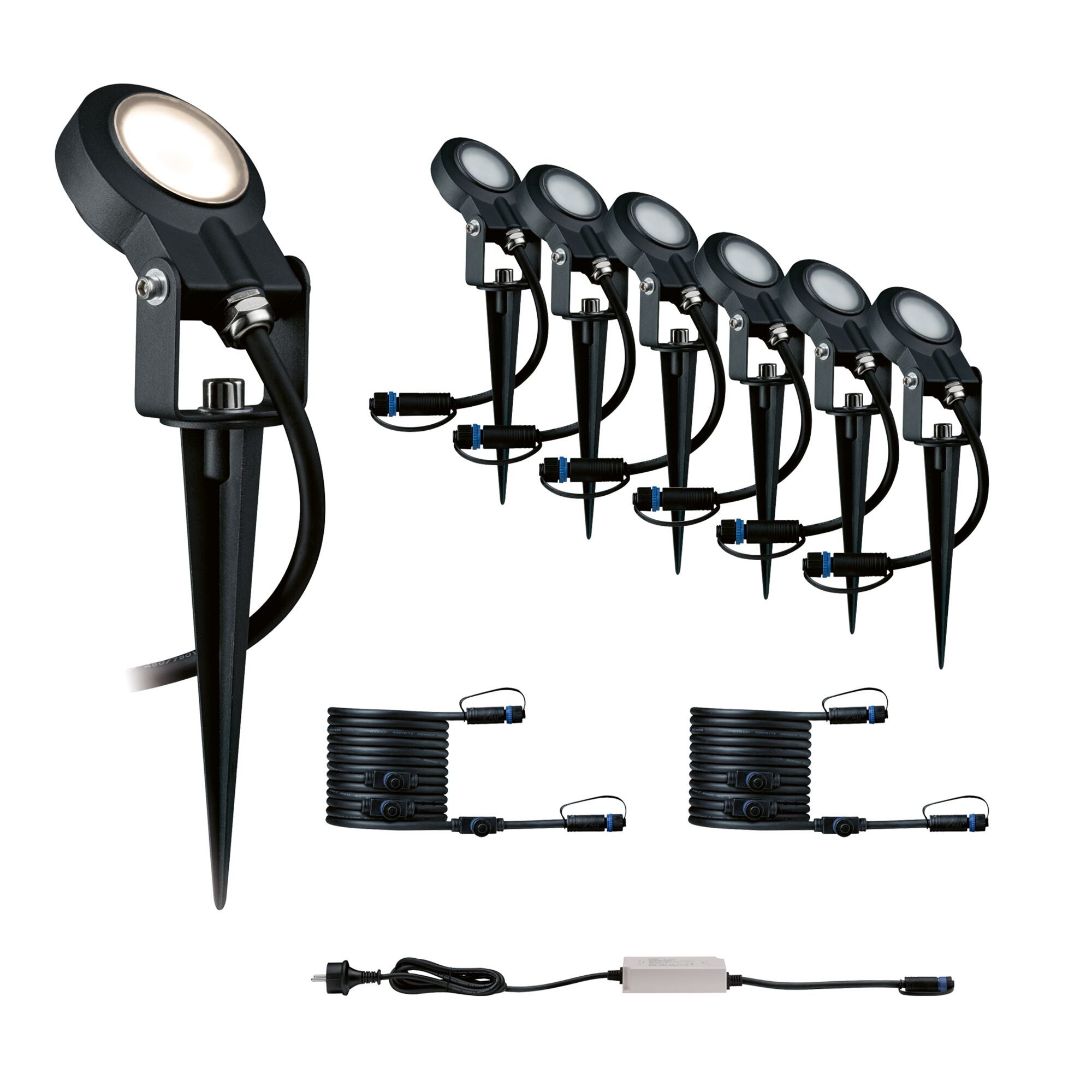 Kit Plug & Shine Projecteur de jardin LED Sting Kit de 6 IP67 rond 52mm 3000K 6x6,4W 6x270lm 230/24V Anthracite Aluminium - 2