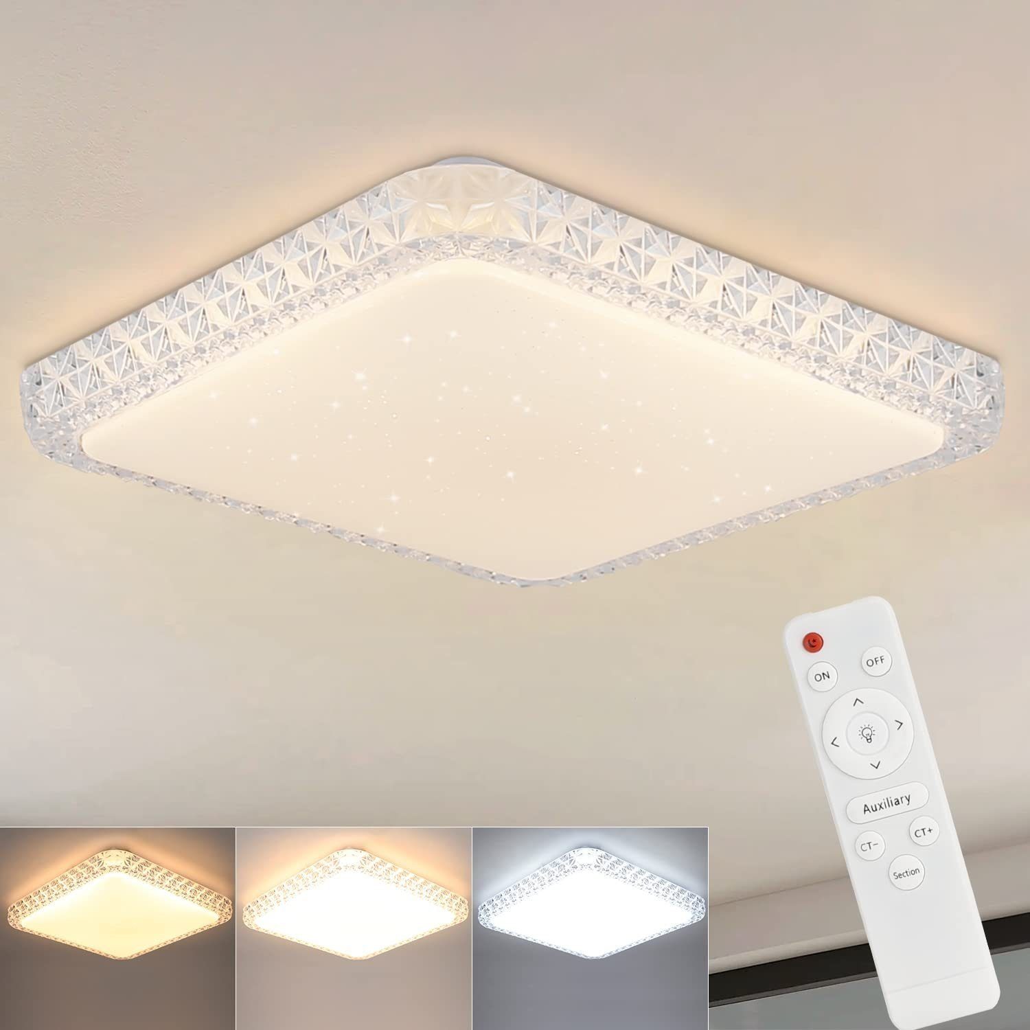 Nettlife L Mpara De Techo Led Moderna Cuadrada Cm Dise O De Cielo Estrellado De Cristal