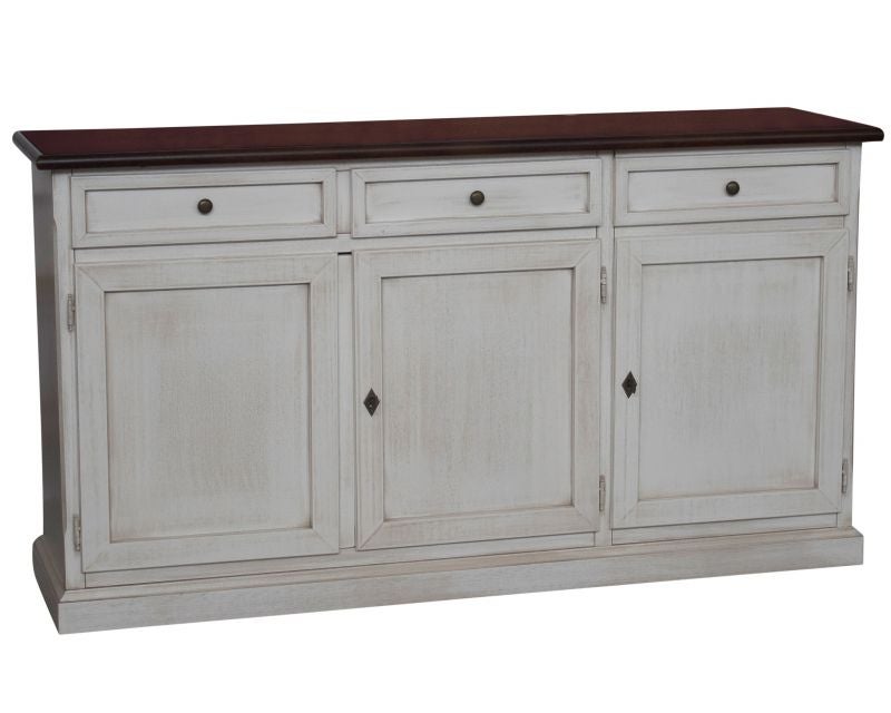 Credenza Shabby Chic In Legno - 3 Ante E 3 Cassetti | Colore Bianco Anticato | Made In Italy | Stile Rustico Elegante - Foto 5