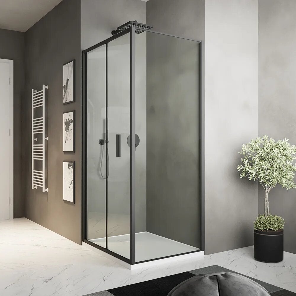 Mampara de ducha slim 80x70 cm con puerta plegable y panel fijo ...