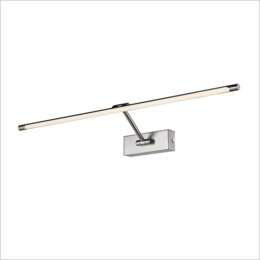 Lampa ścienna LED o mocy 8 W do oświetlania obrazów, luster, murali, ciepły odcień światła 3000K, matowy nikiel, przegubowa i regulowana. 48cm