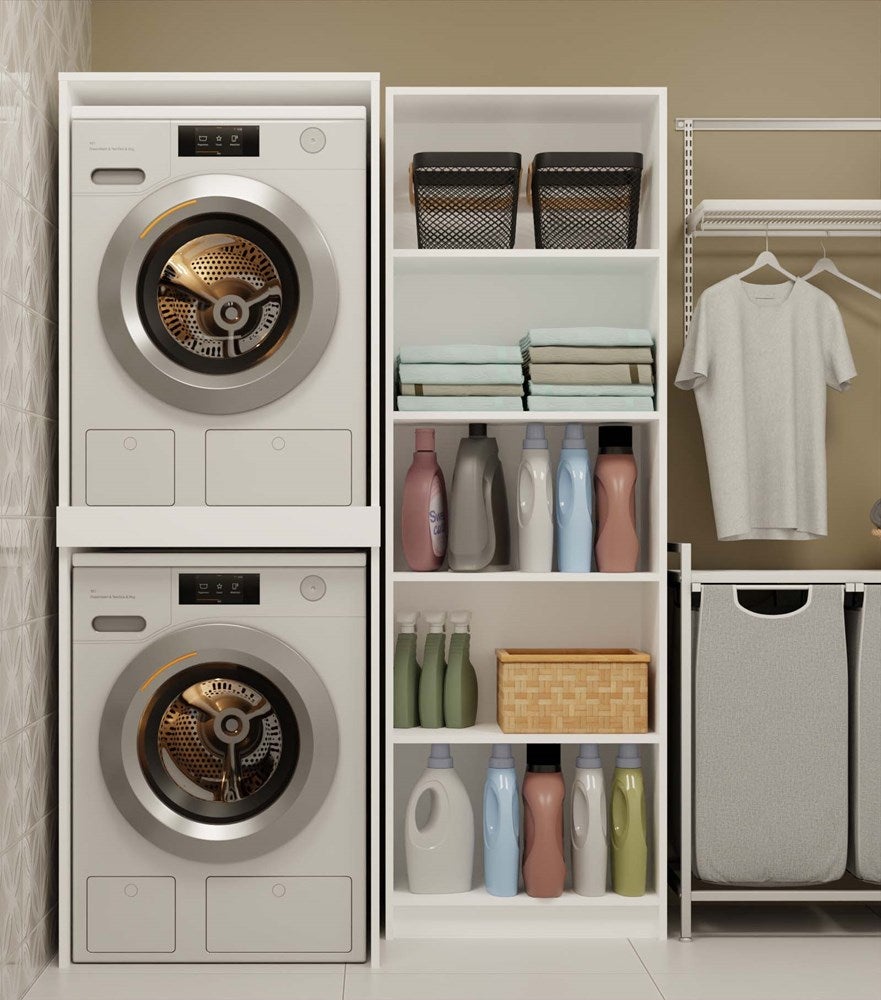 COMO - Meuble de rangement pour machine à laver et sèche-linge - Meuble gain de place - Blanc - 3