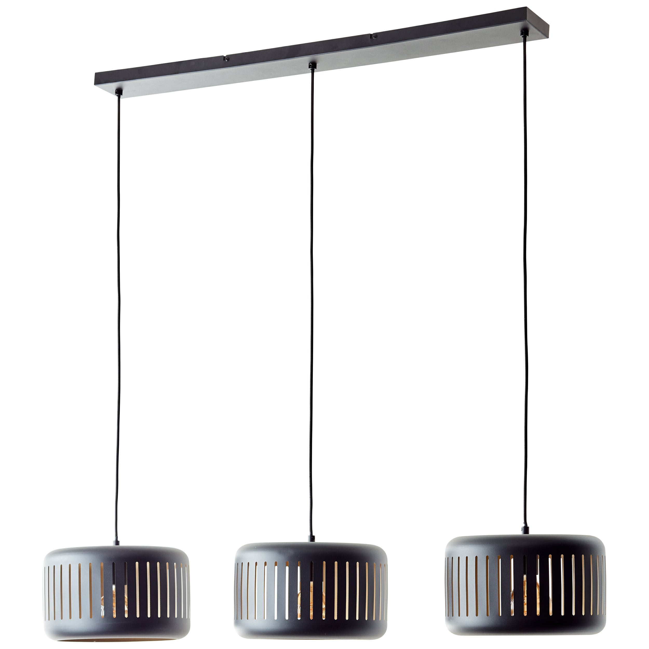 Brilliant Lampa wisząca 3-punktowa Tyas czarny/złoty metal/czarne drewno 3x A60, E27, 60 W - 4
