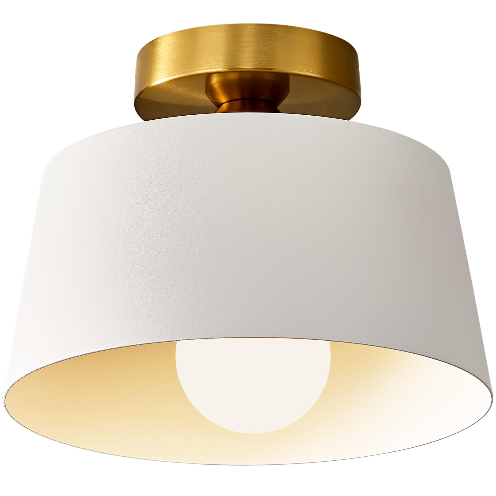 1 nowoczesna lampa sufitowa półwpuszczana, metalowa lampa sufitowa, ceramiczna oprawka E27, biała lampa sufitowa, do korytarza (bez żarówki)