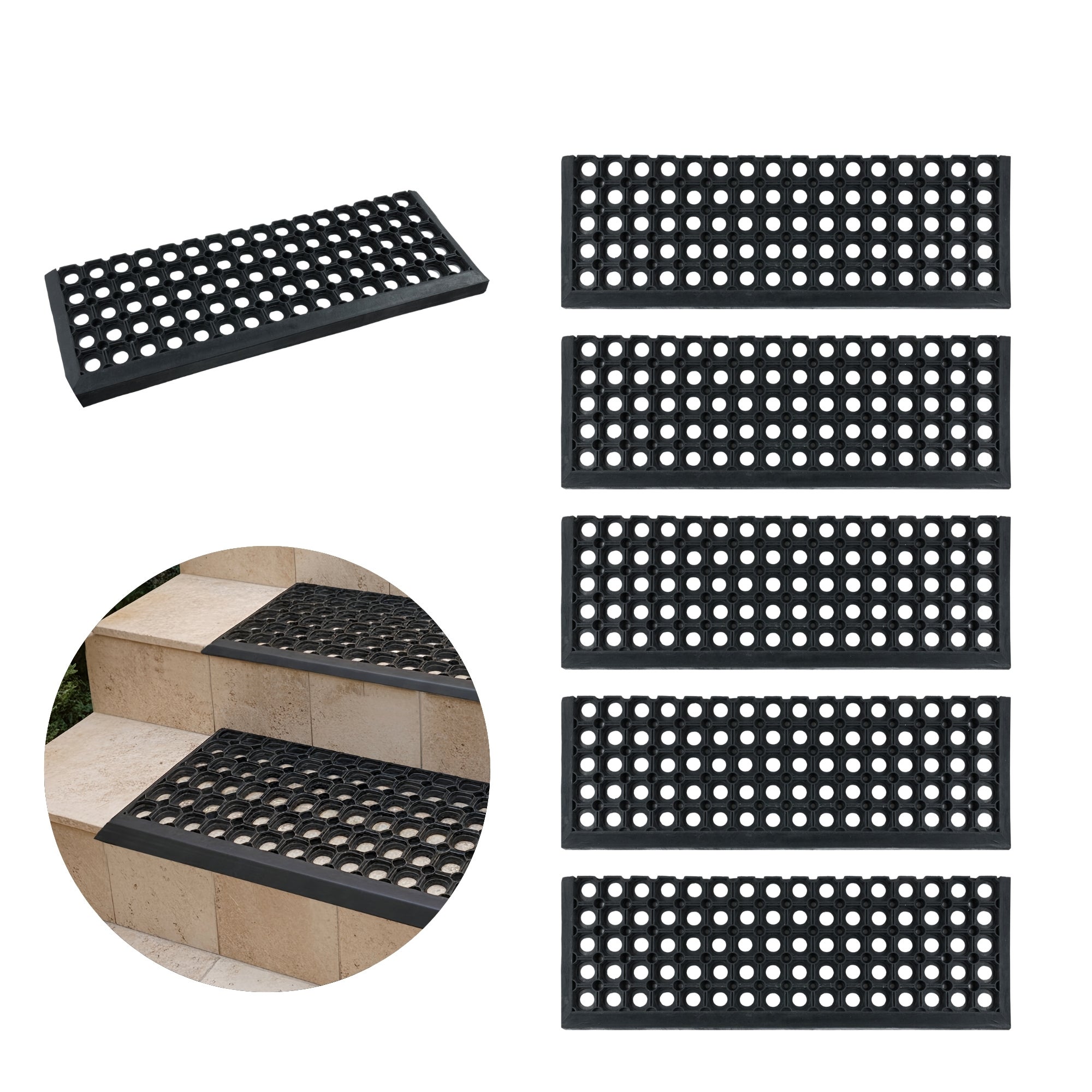 Nakładka gumowa na schody Domino 25x75 cm czarny zestaw 5 szt