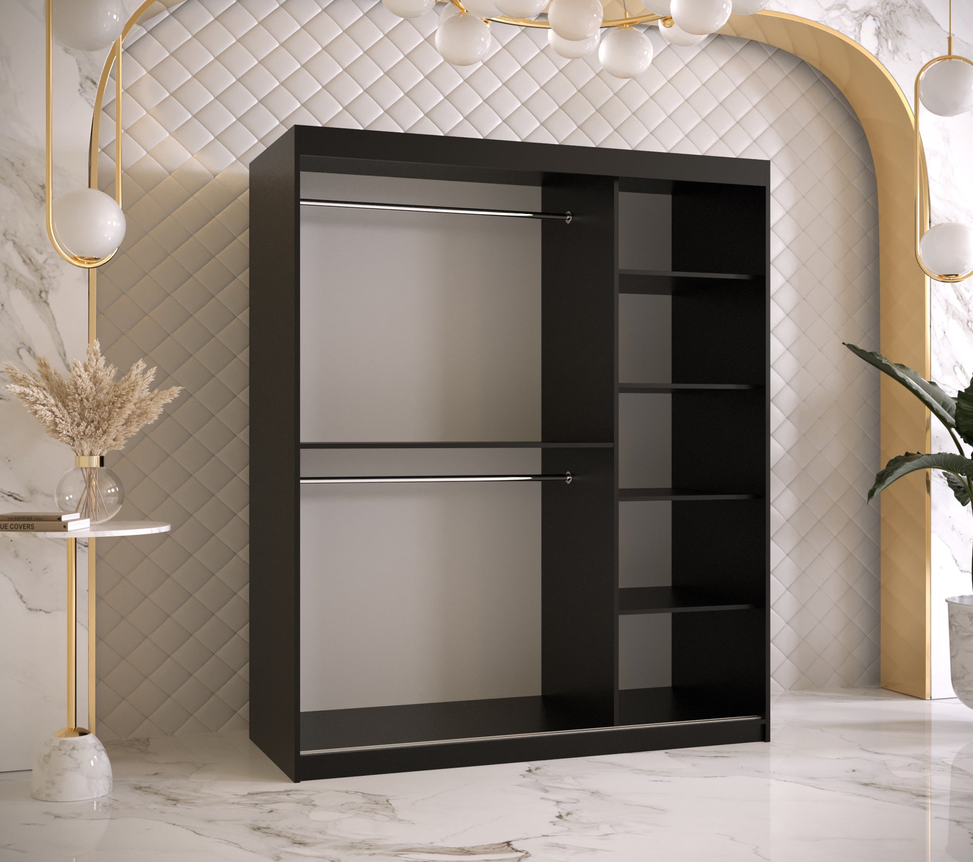 Szafa przesuwna garderoba RAMIRO 1 150 x 62 x 200 cm Czarny - Abiks Meble - 3