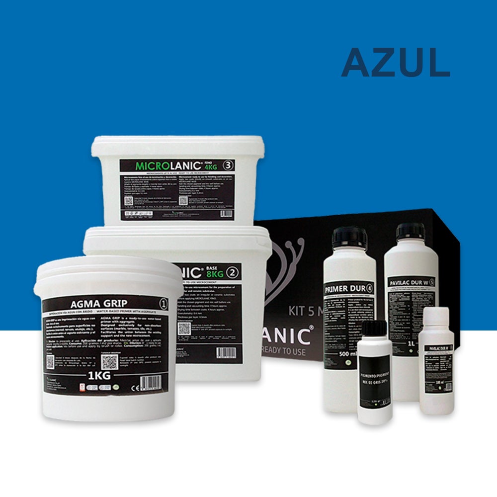 Microlanic kit microcemento 5m² sbc especial baños y cocinas baños, duchas y cocinas azul