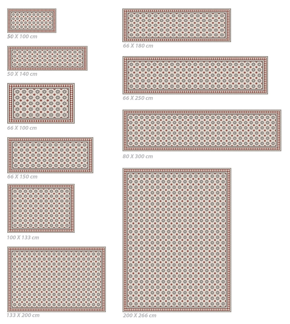 Tapis antidérapant en vinyle Jolie 50x100 cm - PVC imprimé, lavable, ignifuge, pour le salon ou la cuisine, style hydraulique - 5