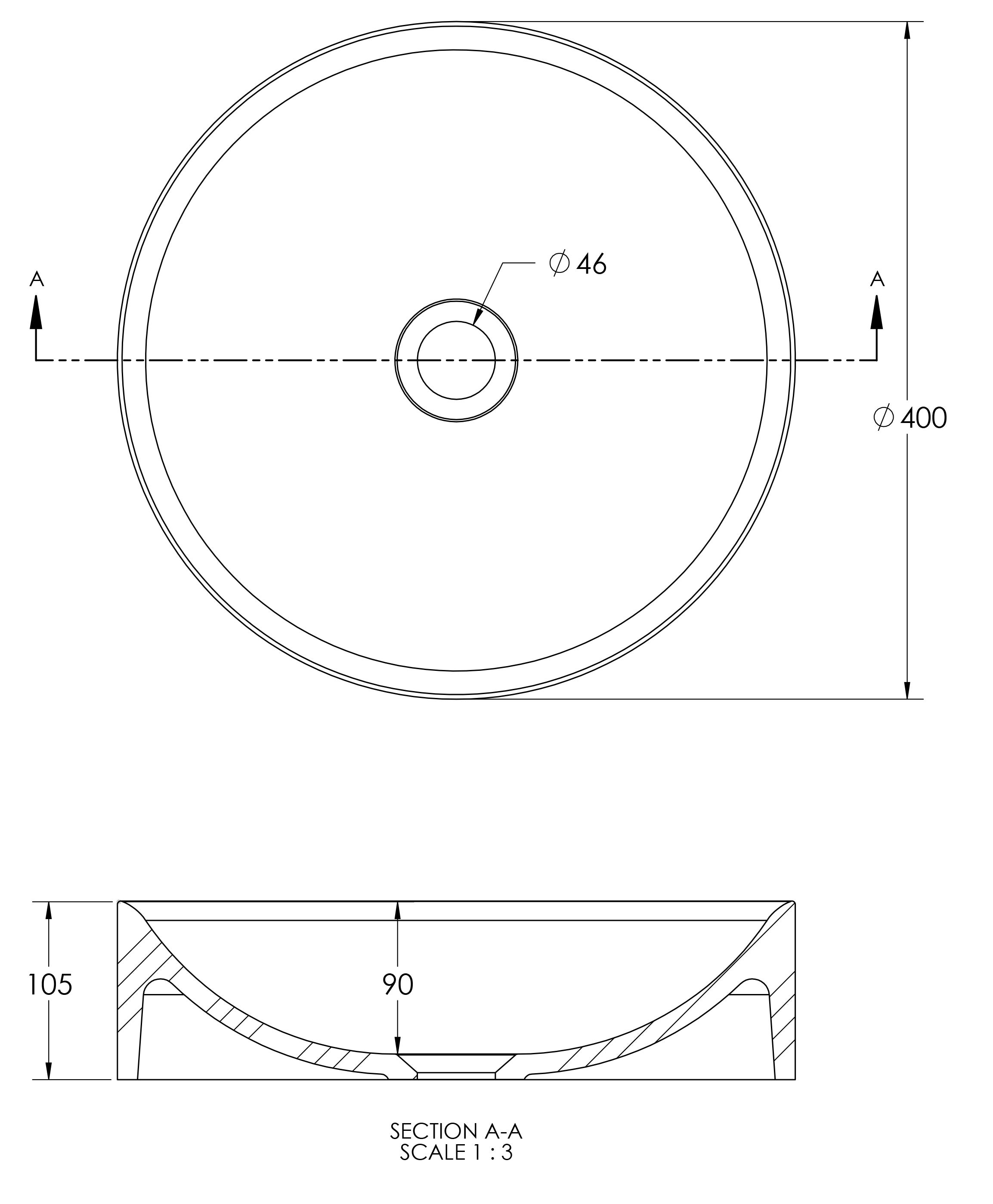 BERNSTEIN - Lavabo rotondo con piedistallo Lavabo in fusione minerale da bagno - NT8565 - Ø 40cm Tappetino bianco, Con scarico e coperchio bianco - 4