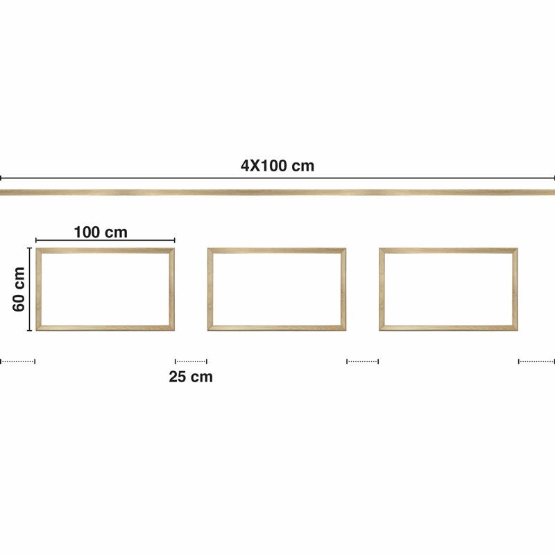 Moulures murales en bois décoratives en kit de 3 cadres - Augustine - 4 mètres - Faciles à coller et prêtes à peindre - Fabrication française - 3