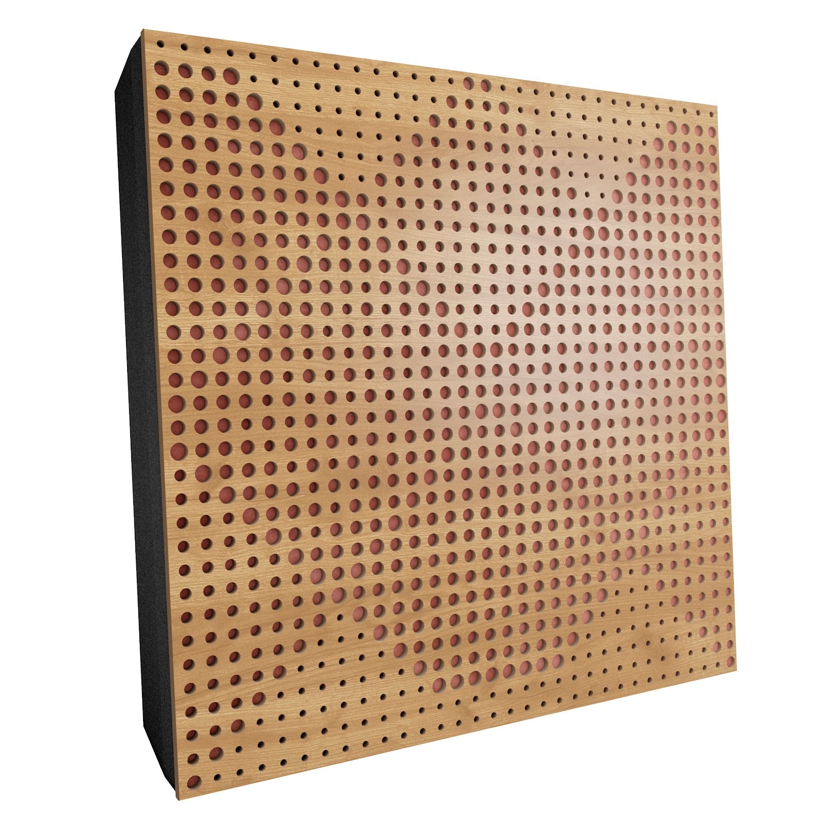 Lot de 2 Panneaux acoustiques WILDS-F décoratifs insonorisants 50x50x5 cm - MDF perforé laminé, tissu et mousse acoustique -Chêne+Rose - 2