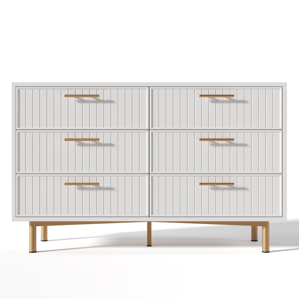 Commode à tiroirs à 6 tiroirs blanc 120x75x40cm - 6