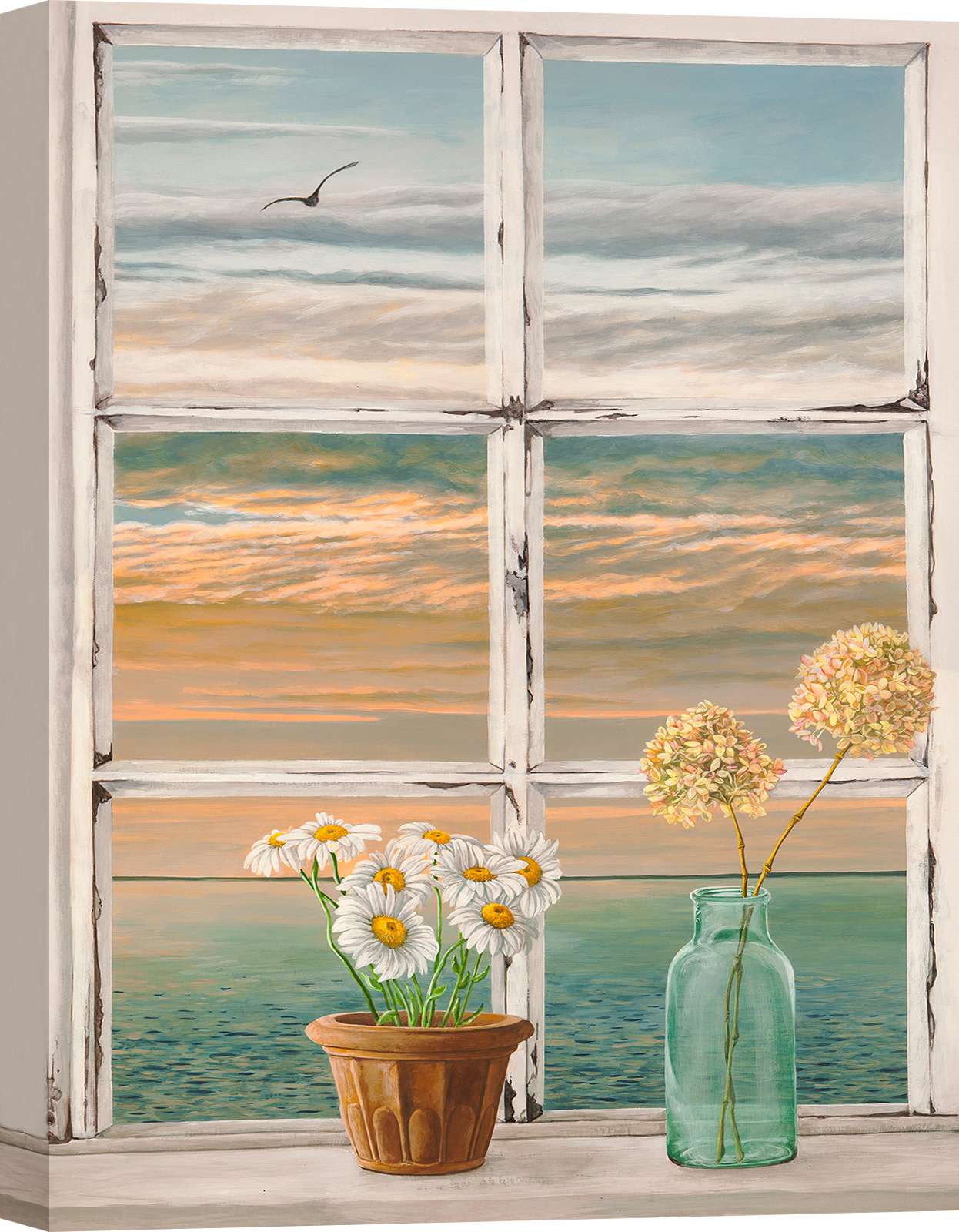 Cuadros para ventanas - impresión sobre lienzo - remy dellal, puesta de sol sobre el mar ii - 60x40 cm