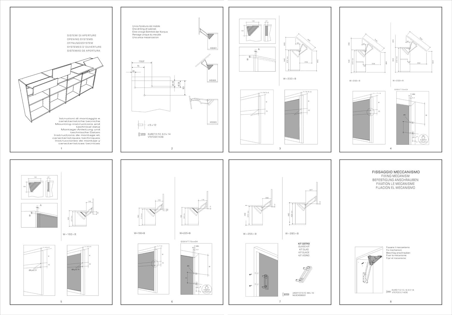 Mecanismo de Abertura de Porta Basculante de Cozinha com Amortecedor - LIFT-UP 90° com Parada Livre e Fechamento Suave - Para Módulo de 450-600 mm. - 5