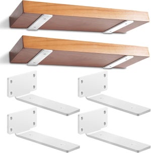 Lot De 4 équerres De Support Mural - Blanc, Métal, 20 Cm, Idéales Pour étagères