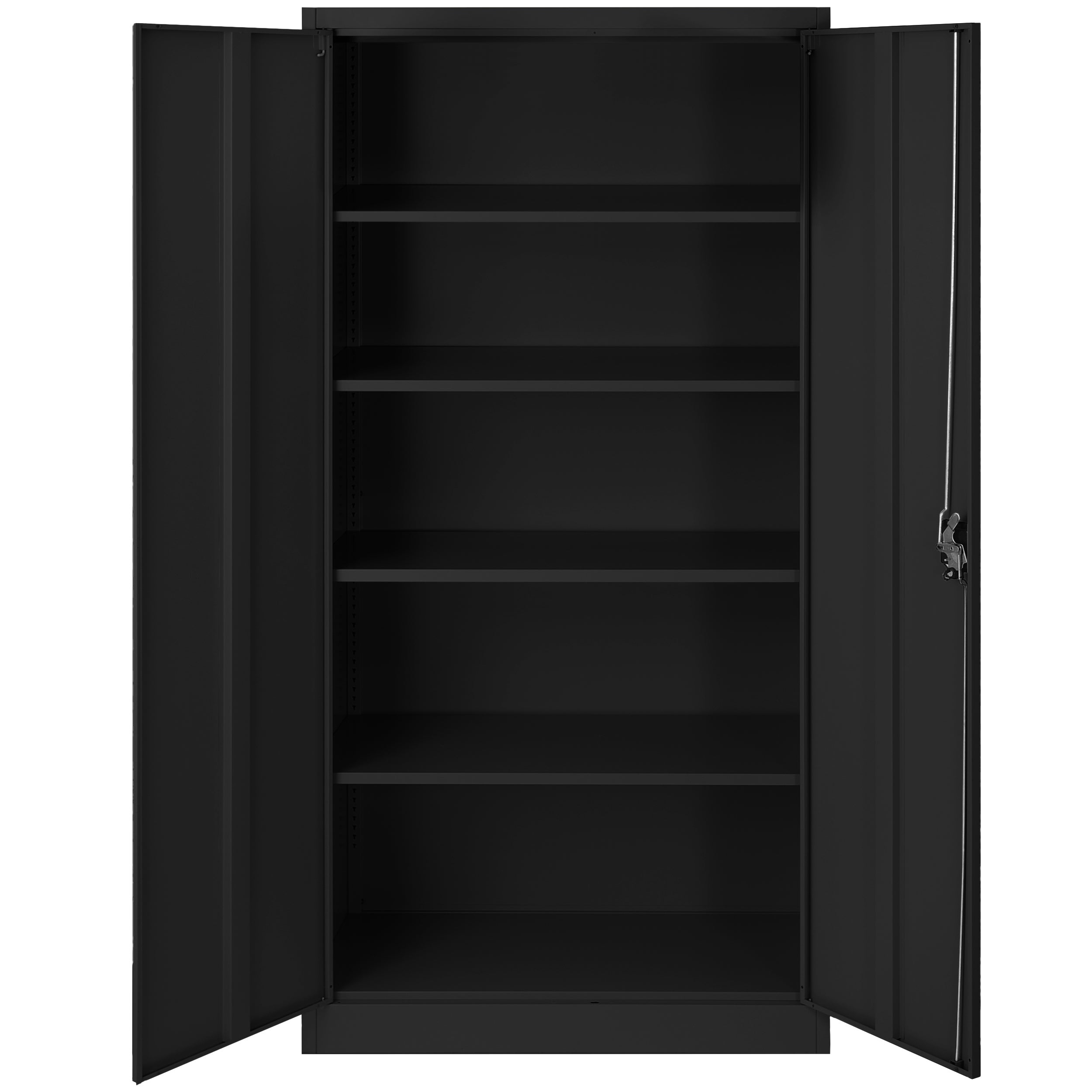 Armoire de Bureau de Rangement Métallique 4 étagères réglables 185 cm x 90 cm x 40 cm Noir - 4