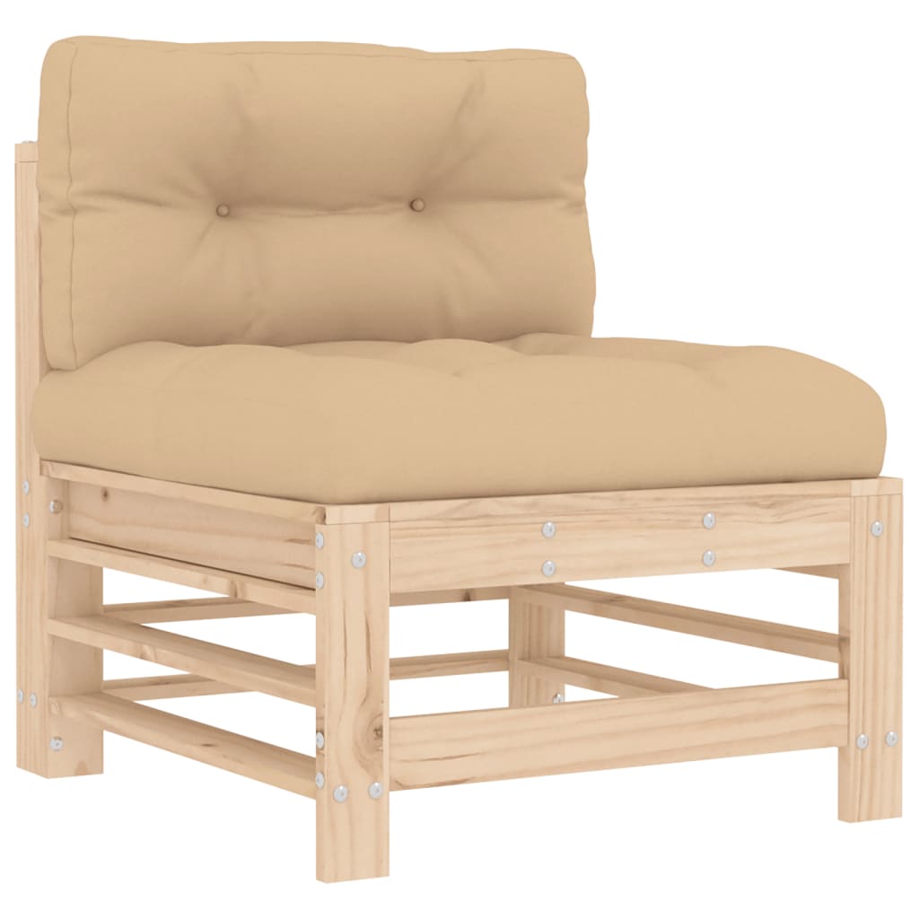 Maison Exclusive - Salon de jardin 3 pcs avec coussins bois massif - 4