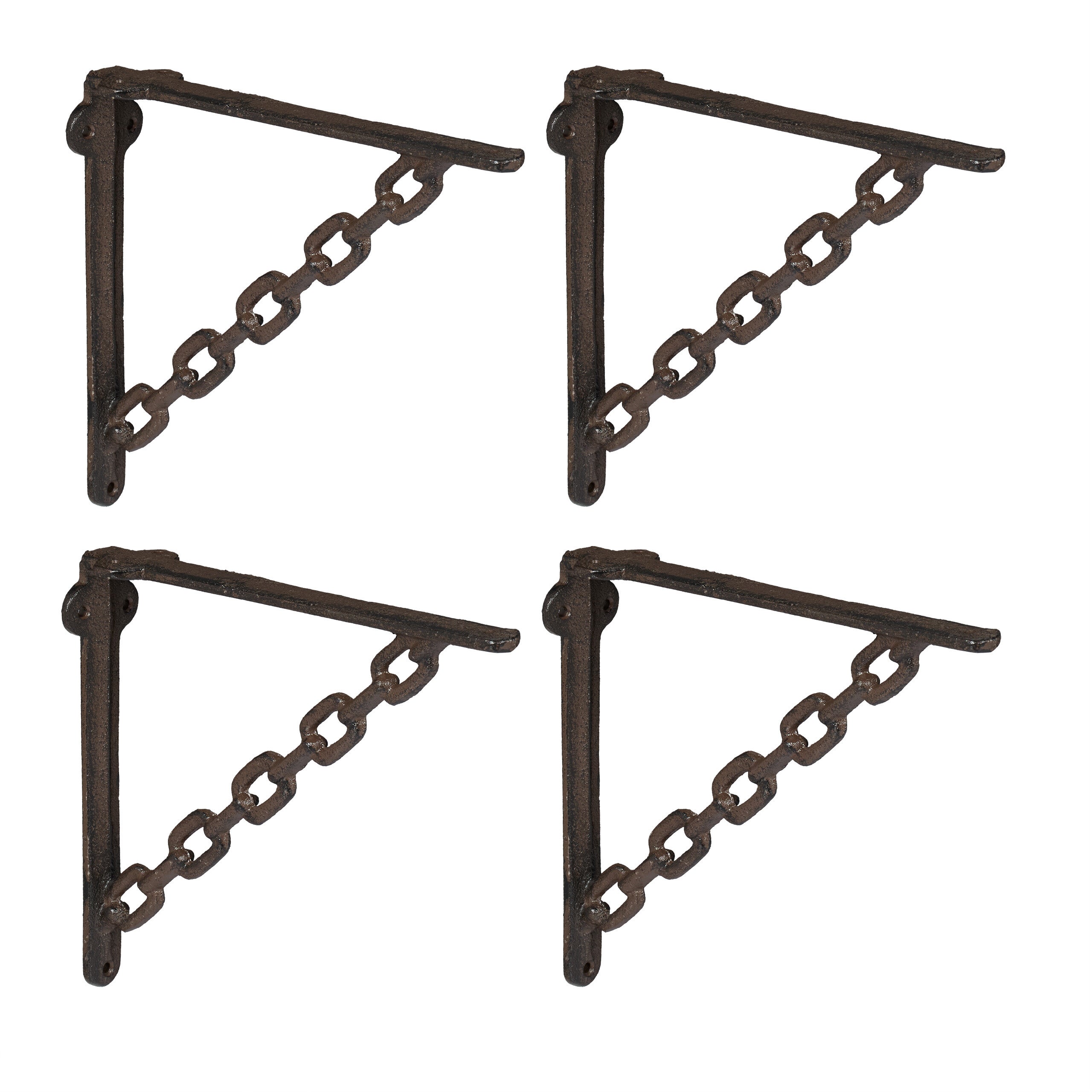 Lot De 4 Équerres Pour Étagères En Fonte - Design Rustique, Charge 15 Kg | Support Mural Déco Salon, Bureau - 12