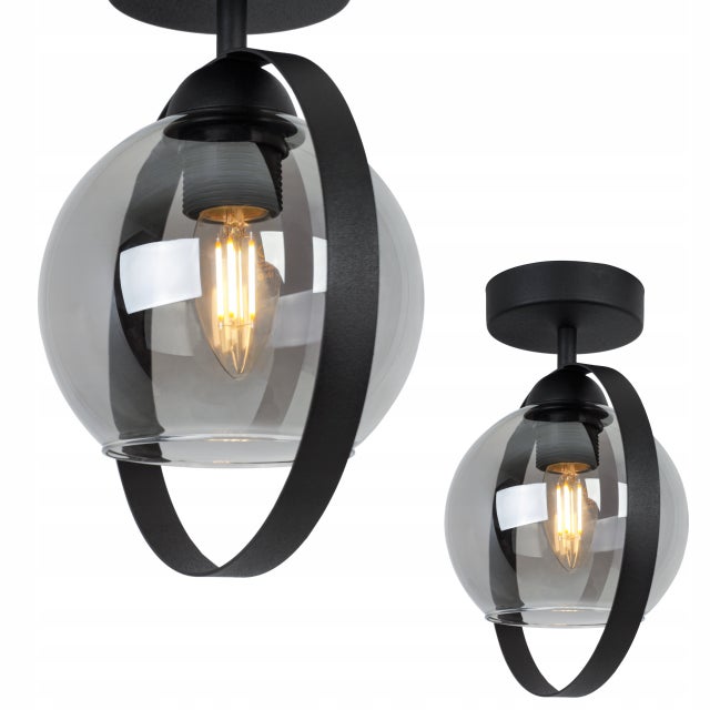 Lampa sufitowa wisząca Ring Haga modern 1xE27 abażur pierścień grafitowy Light Home LH