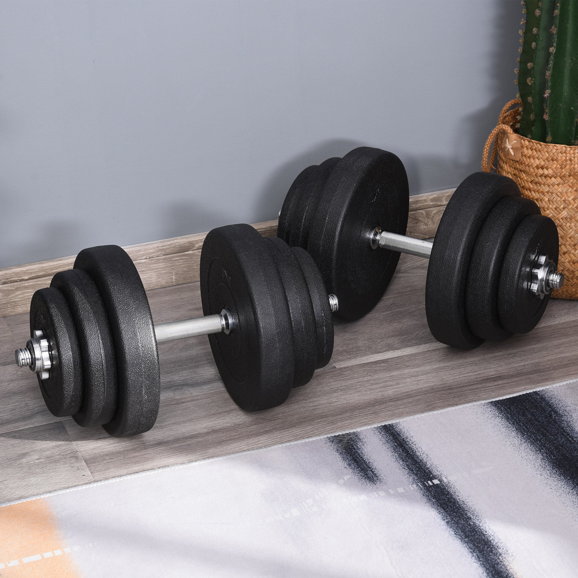 Jogo de halteres pesos de fitness 40kg ajustável profissionais ginásio doméstico e musculação com barra aço e discos - 2