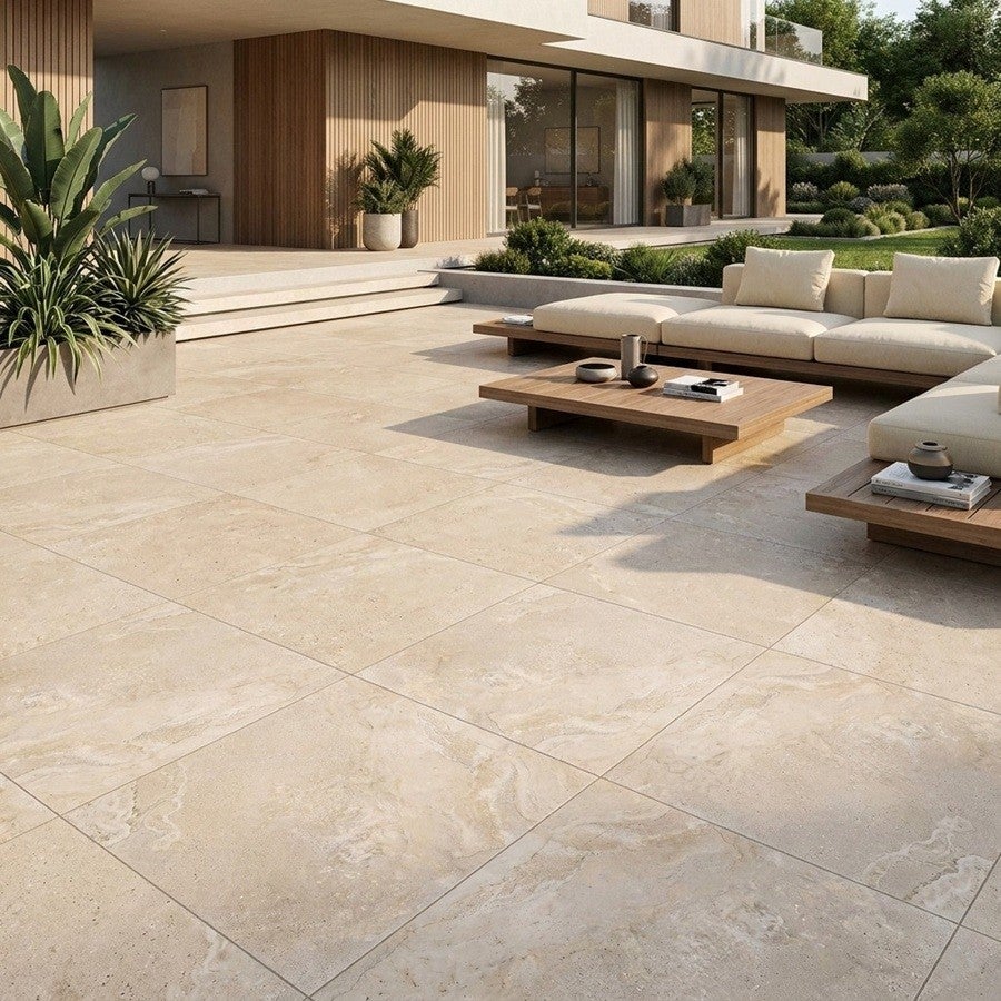 Carrelage Extérieur Grand Format Keita Origine Almond 100x100 Cm R11 Antidérapant - 8