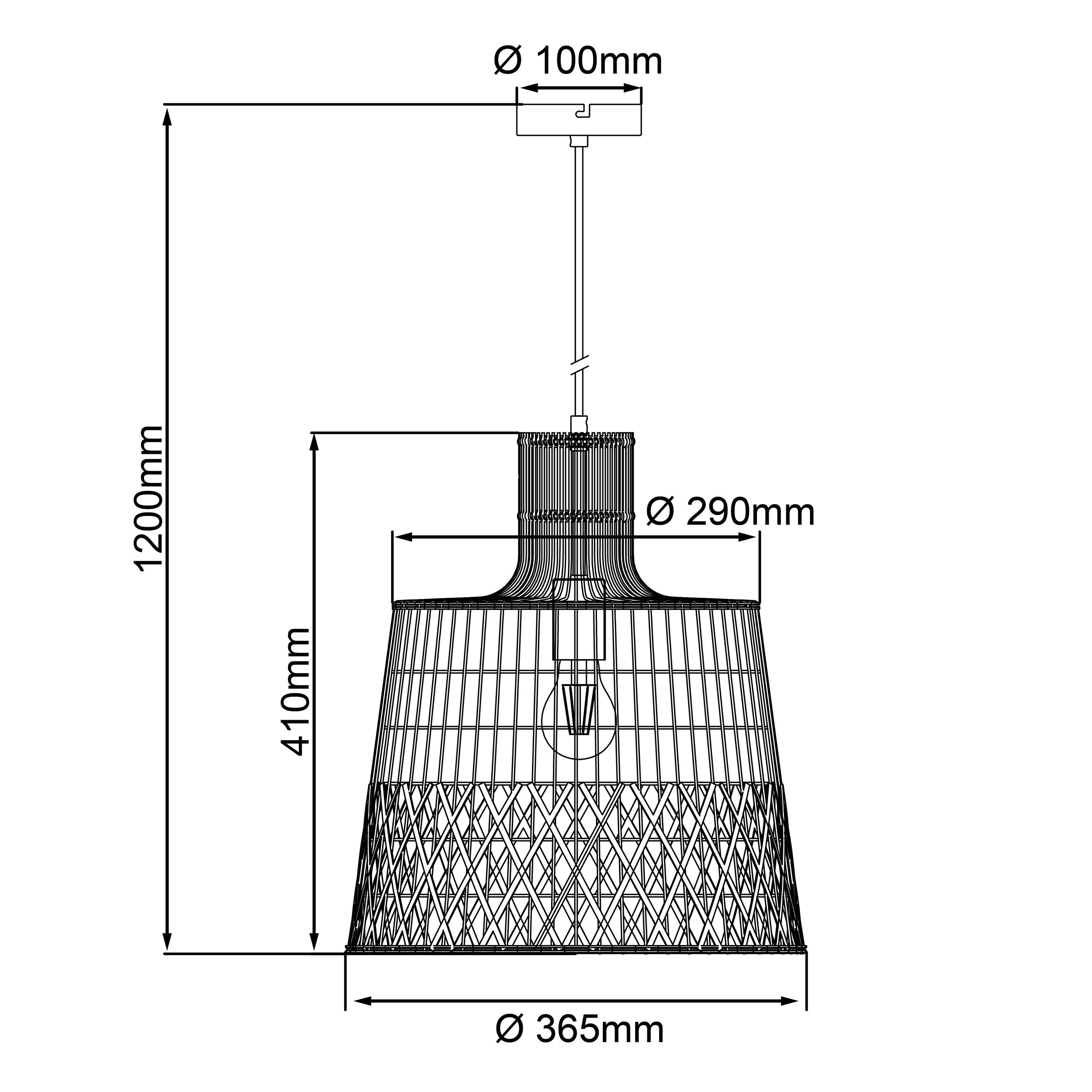 Lampa BRILLIANT, zawieszenie Newbury 35cm rattan, 1x A60, E27, 25W, kabel można skrócić / regulowana wysokość - 4