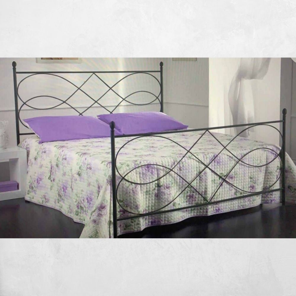 Letto matrimoniale in ferro battuto colore antracite Margherita
