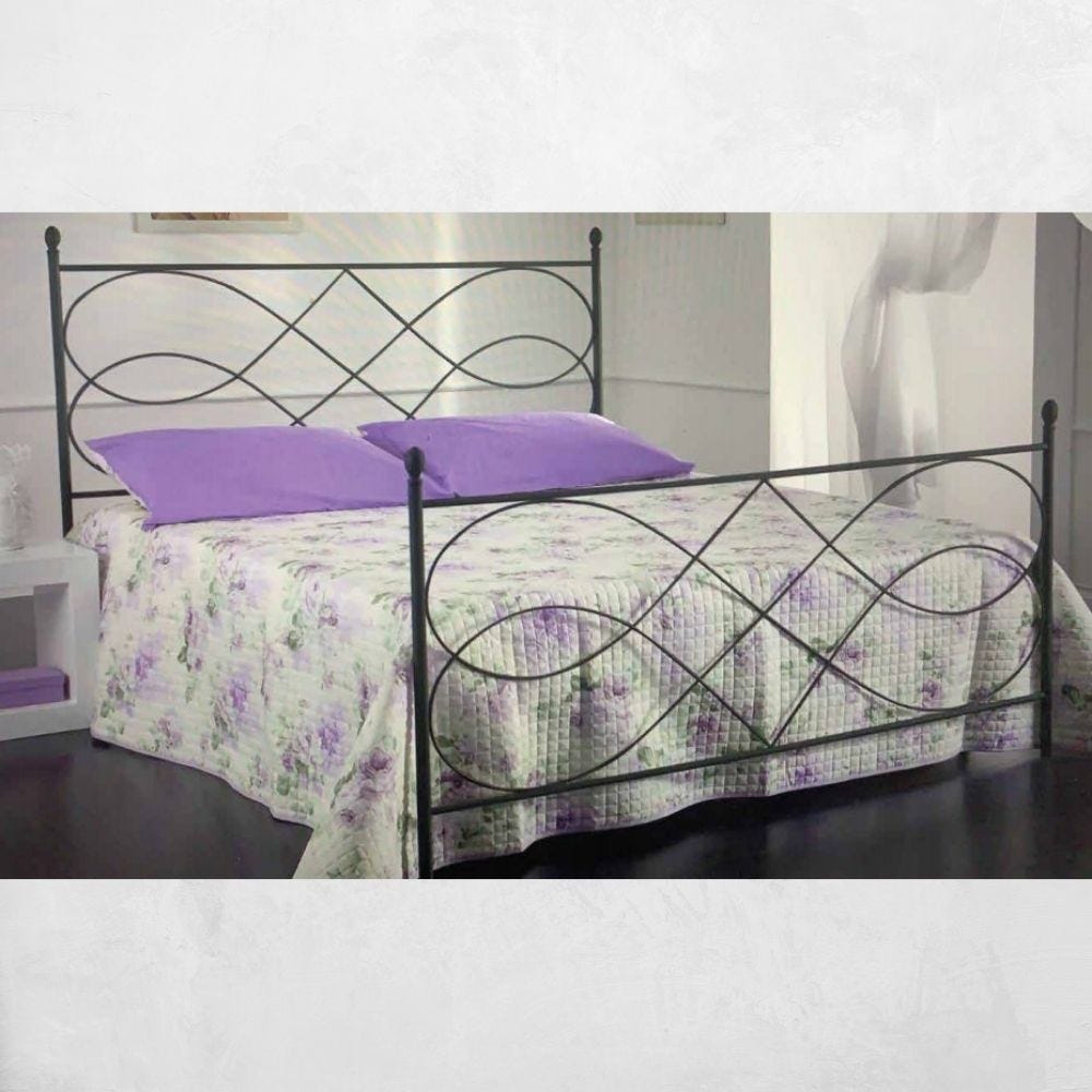 Letto matrimoniale in ferro battuto colore antracite Margherita