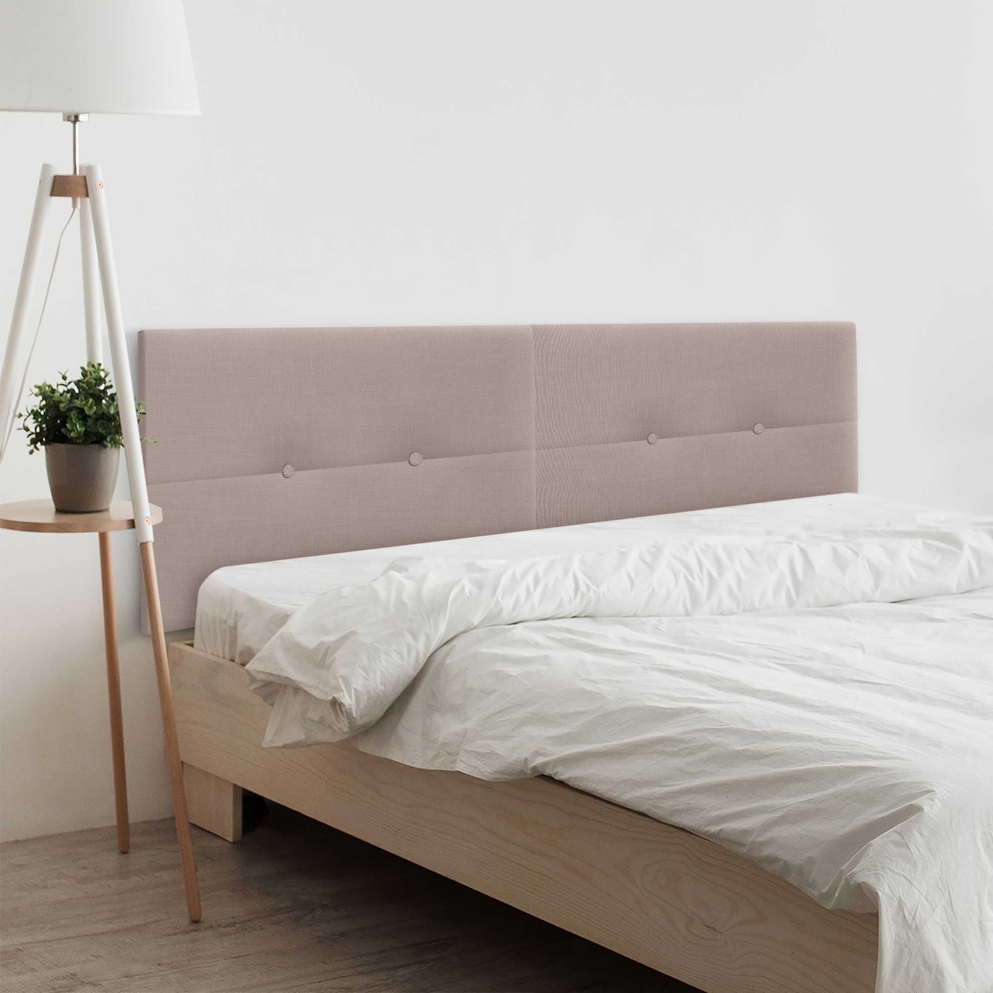 Dhome cabecero de lino natural dual con botones dividido en 2 piezas cabezal tapizado cama dormitorio moderno top trending (tierra, 190cm)