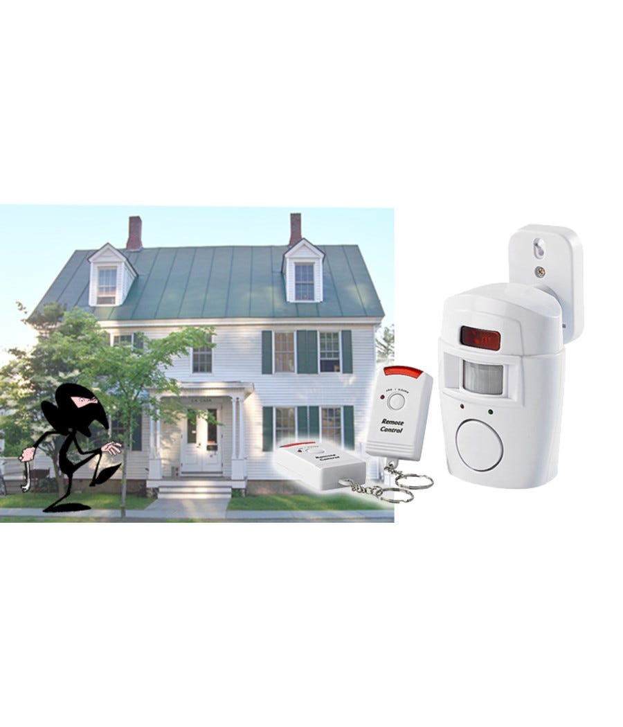 Antifurto Doppia Frequenza Allarme Antifurto Con Sensore 110° E Sirena 105DB - Completo Di 2 Telecomandi Sirena Allarme Finta Da Esterno - Foto 3