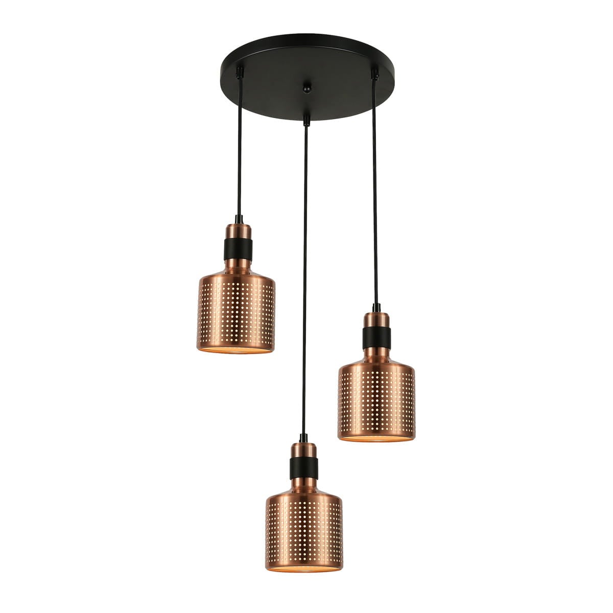 Lampa wisząca Restenza miedziano-czarna 3 x E27 x 40W wym:100x38x38cm Italux