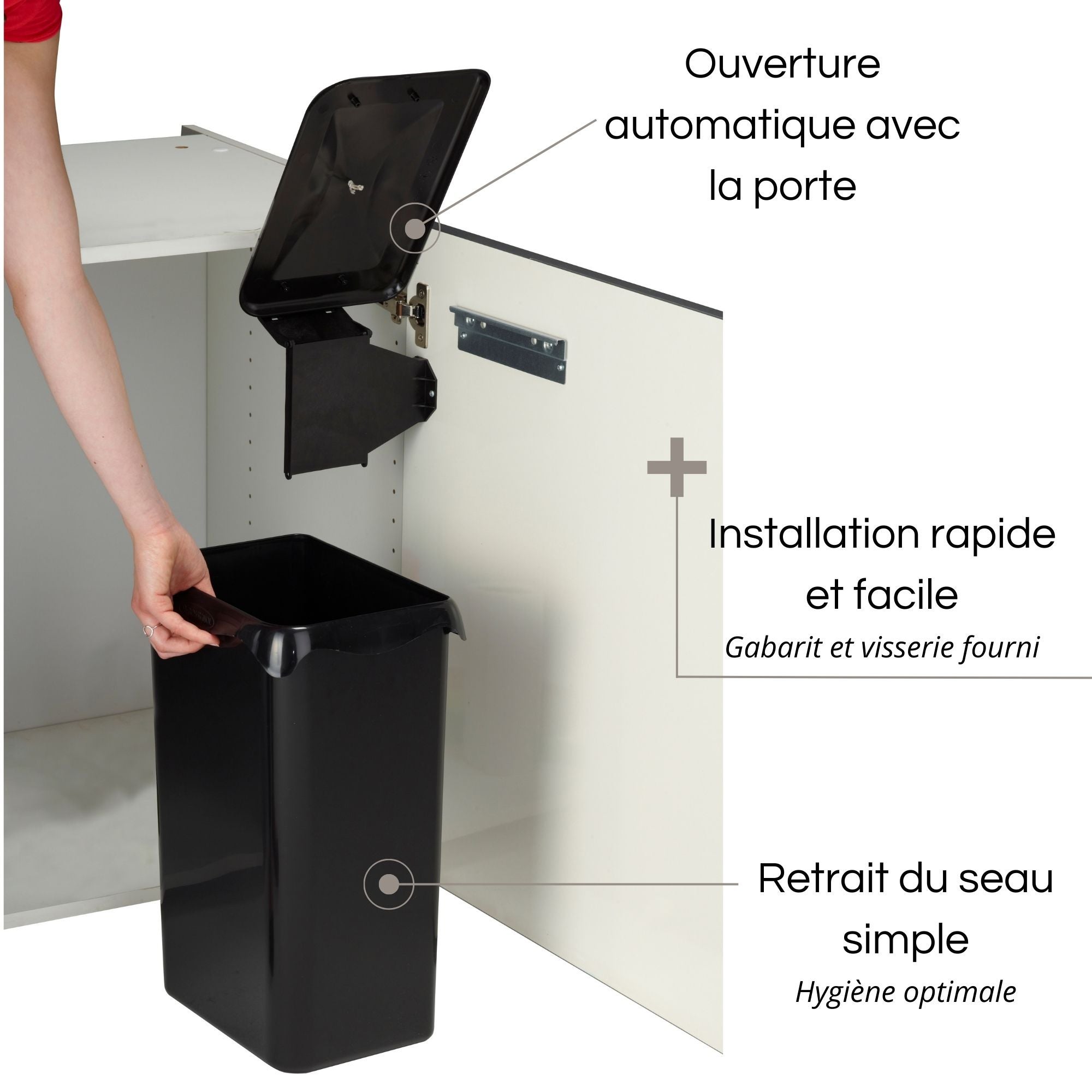 Poubelle intérieur de meuble cuisine 23L Fabriqué en France - PORTASAC ROSSIGNOL - 3