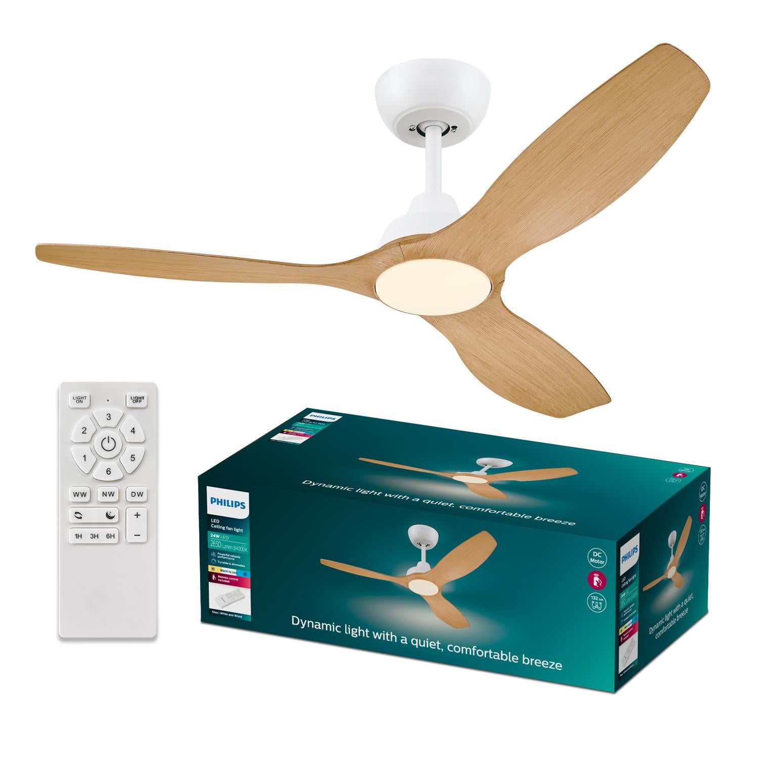 Ventilateur De Plafond Depuley 52 Pouces Avec Lumière - Moteur DC Silencieux, Télécommande Et APP, Blanc