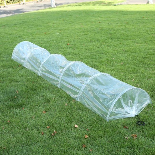 Set di 2 serre a tunnel 2 in 1, mini serre, tunnel da giardino con archi, protezione dagli insetti, pellicola per canali di semina, 300 x 45 cm - 8