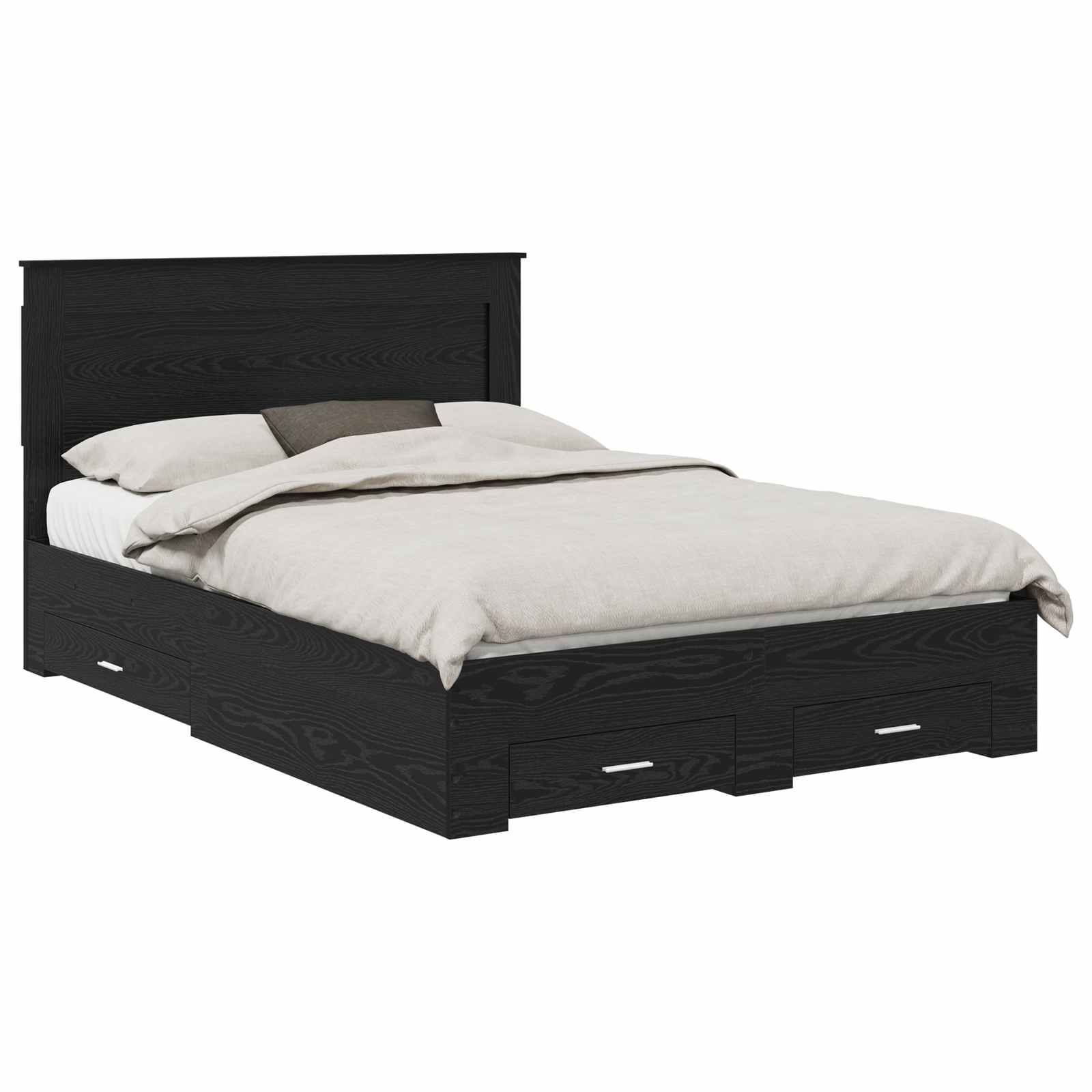 Cadre de lit chêne noir 140 x 190 cm panneau de bois - 2